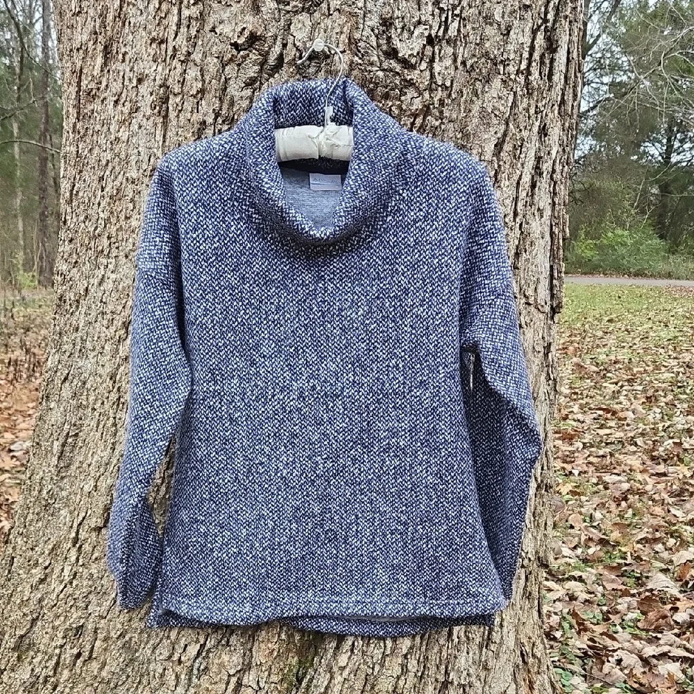 COLUMBIA. Ladies Heathered Blue Cowl Neck Pullover Sweater. Size S. Like New! - Picture 1 of 9
